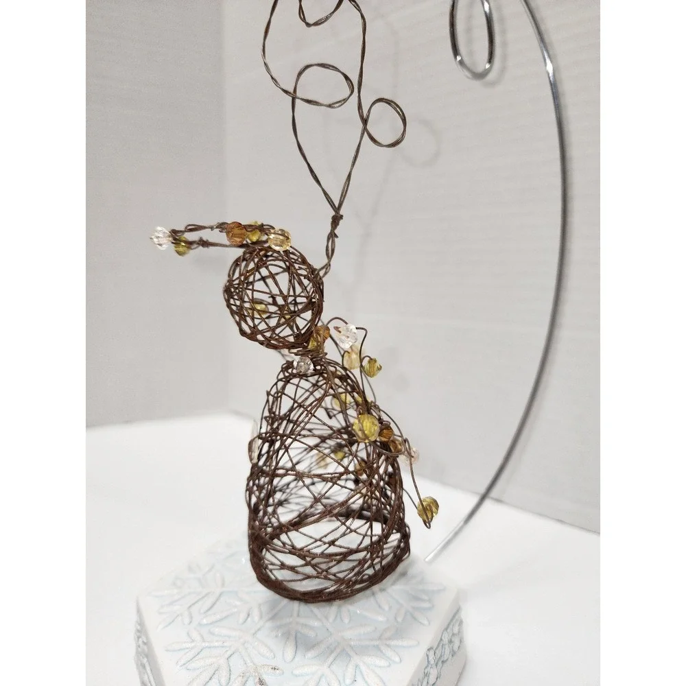 Hand made wire and‎ beads angel Christmas Tree Ornament rustic